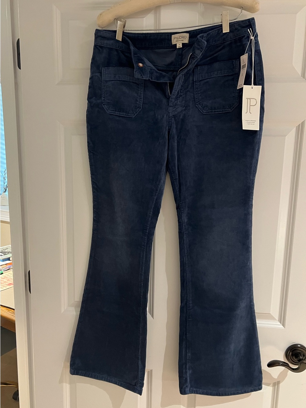 Pilcro Dark Navy Corduroy Flare Jeans